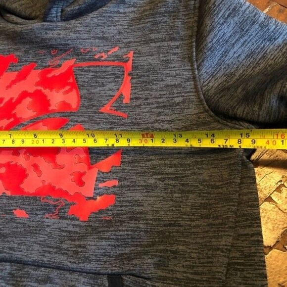 Under Armour Hoodie Gray w Red Graphic Logo Size Big Boy Small - Picture 5 of 6